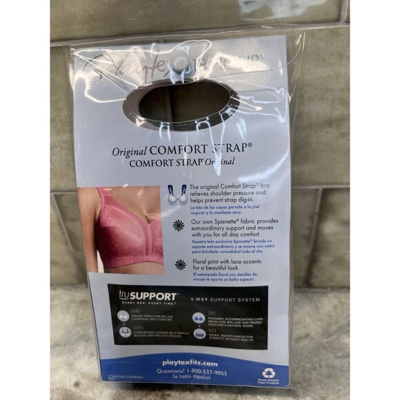 Playtex 18 Hour Wirefree TruSupport Bra Size 40D 4693 Bella Rose Shoulder Comf - Picture 2 of 6